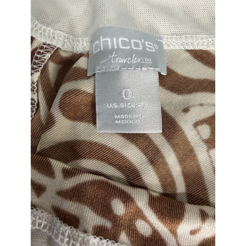 Chicos Travelers Dress 0 Small 4 6 Brown Paisley Animal Print Sleeveless Maxi - Picture 5 of 7